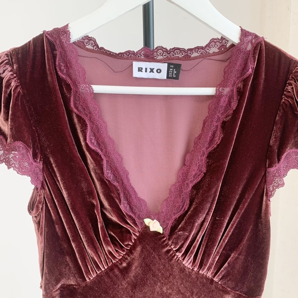 Rixo Red Velvet Clarice Midi Dress - Picture 7 of 11